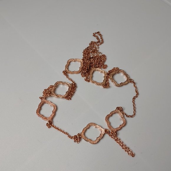 Long Rose Gold Tone Decorative Necklace 38 To 40.5 Inches - Picture 11 of 12